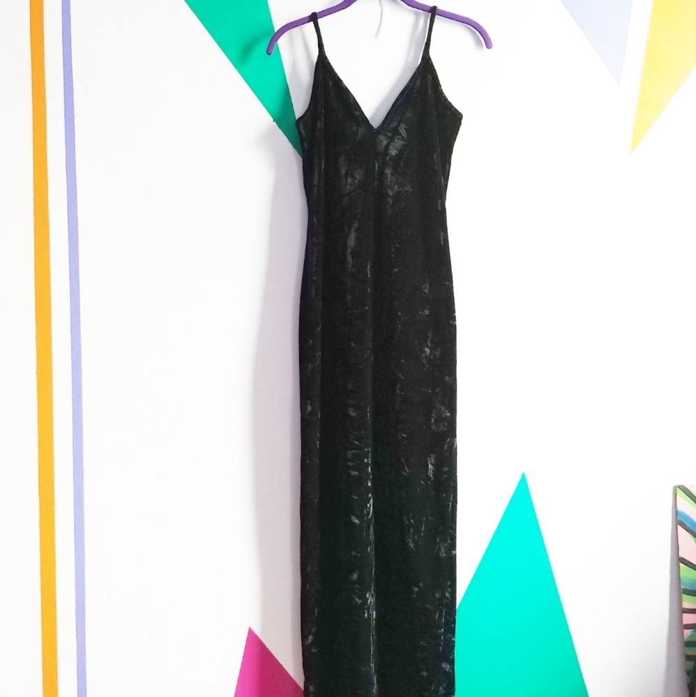 Black velvet midi dress